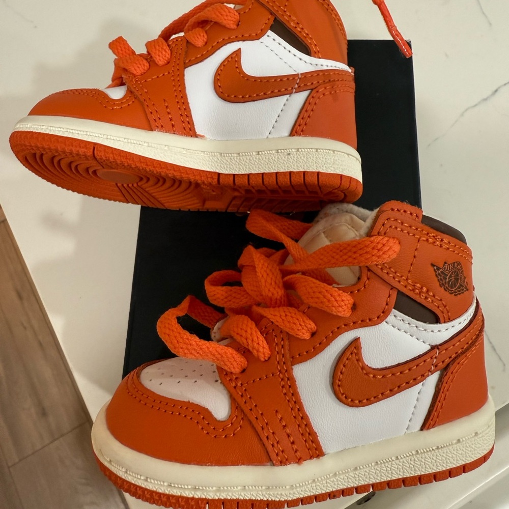 Orange Jordan high top retros- kids